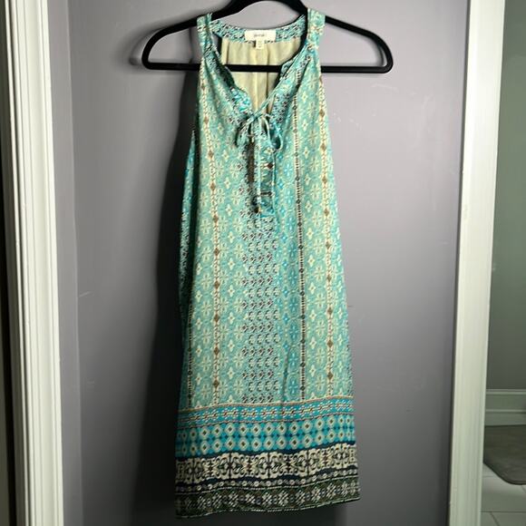 Meraki Blue Printed Halter Dress Size Medium - Picture 1 of 9